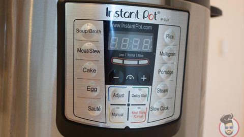 The buttons on the front of an instant pot.