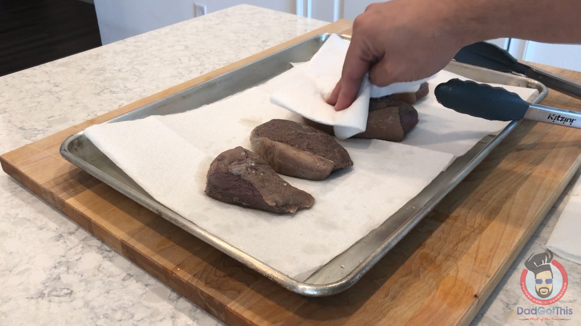 sous vide picanha steaks being dried