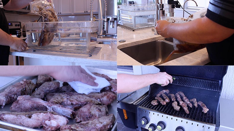 Collage of Steps to Make 24 Hour Sous Vide RIbs