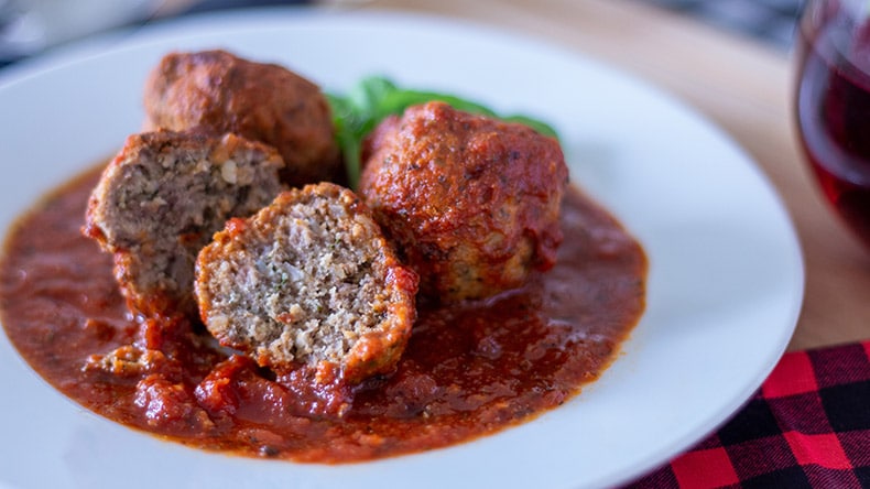 Italian Meatballs on a white plate