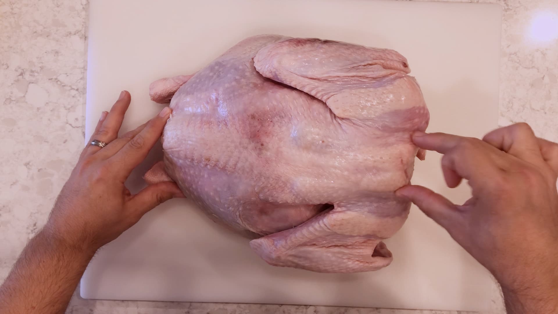 A turkey on a cutting board