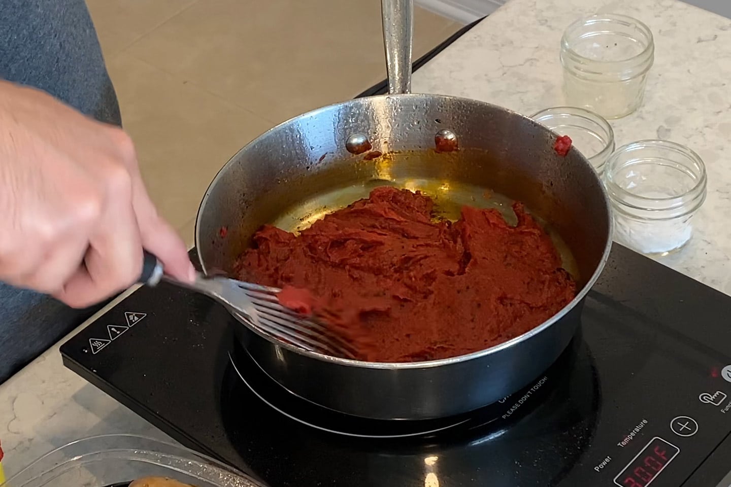 cooking the tomato paste