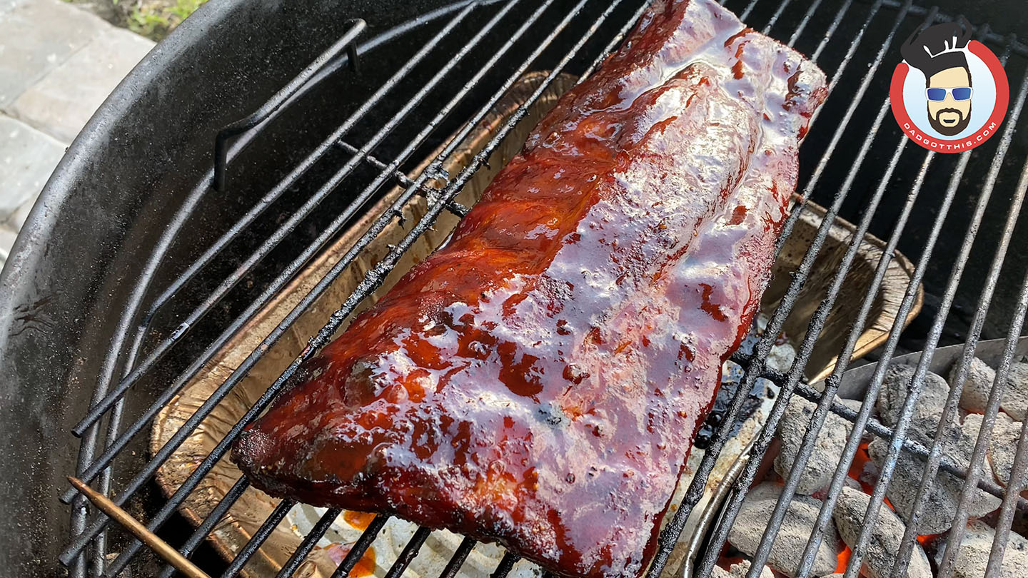 glazed ribs on a grill