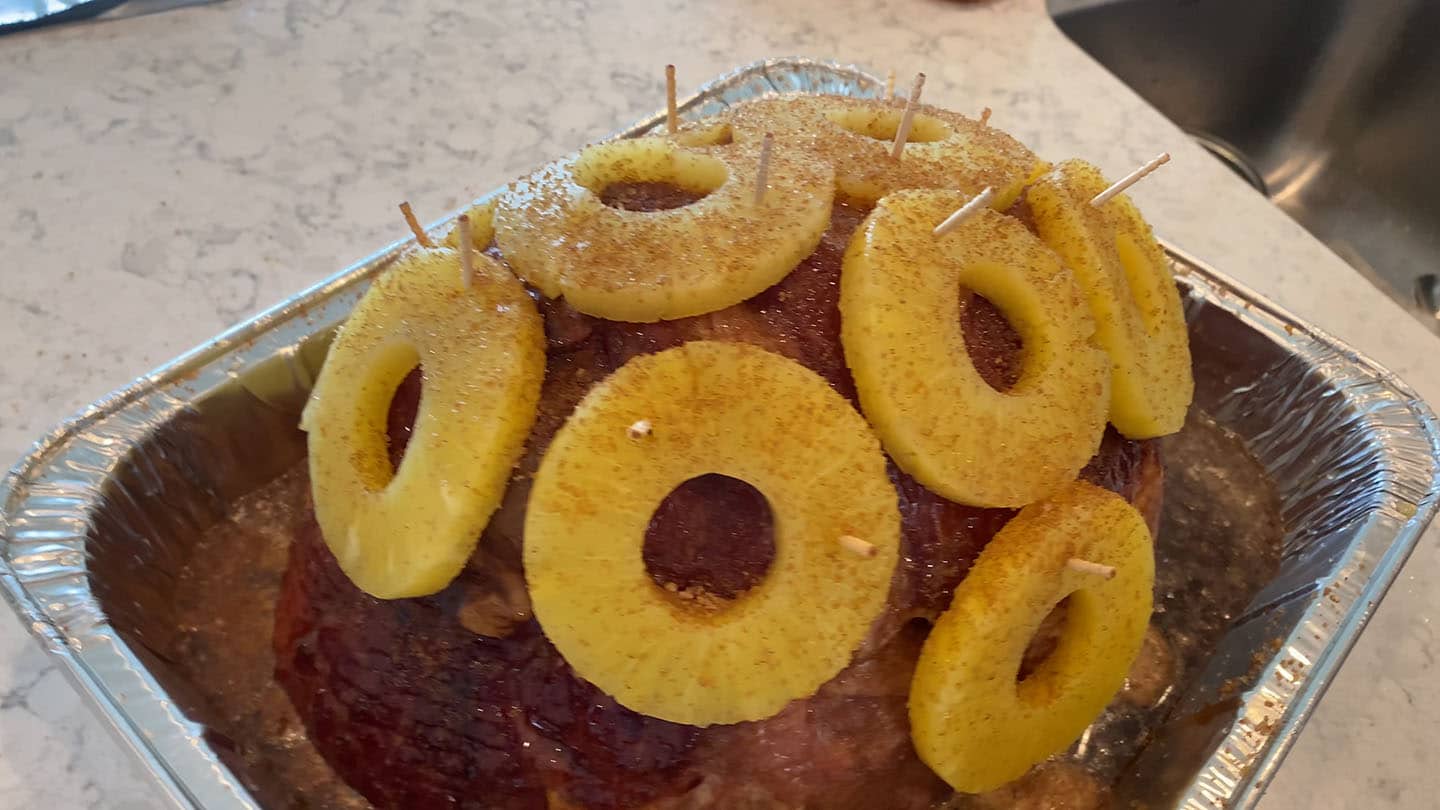 pineapple on top of ham