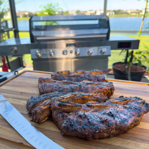 Grilled Korean Style Flanken Short Ribs.