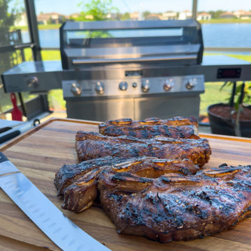 Grilled Korean Style Flanken Short Ribs.