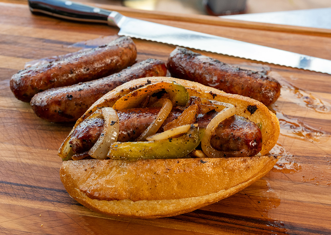 Woodfire Sausage and Peppers Sandwich