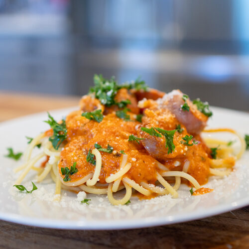 Smoked Woodfire Sausage and Vodka Cream Sauce