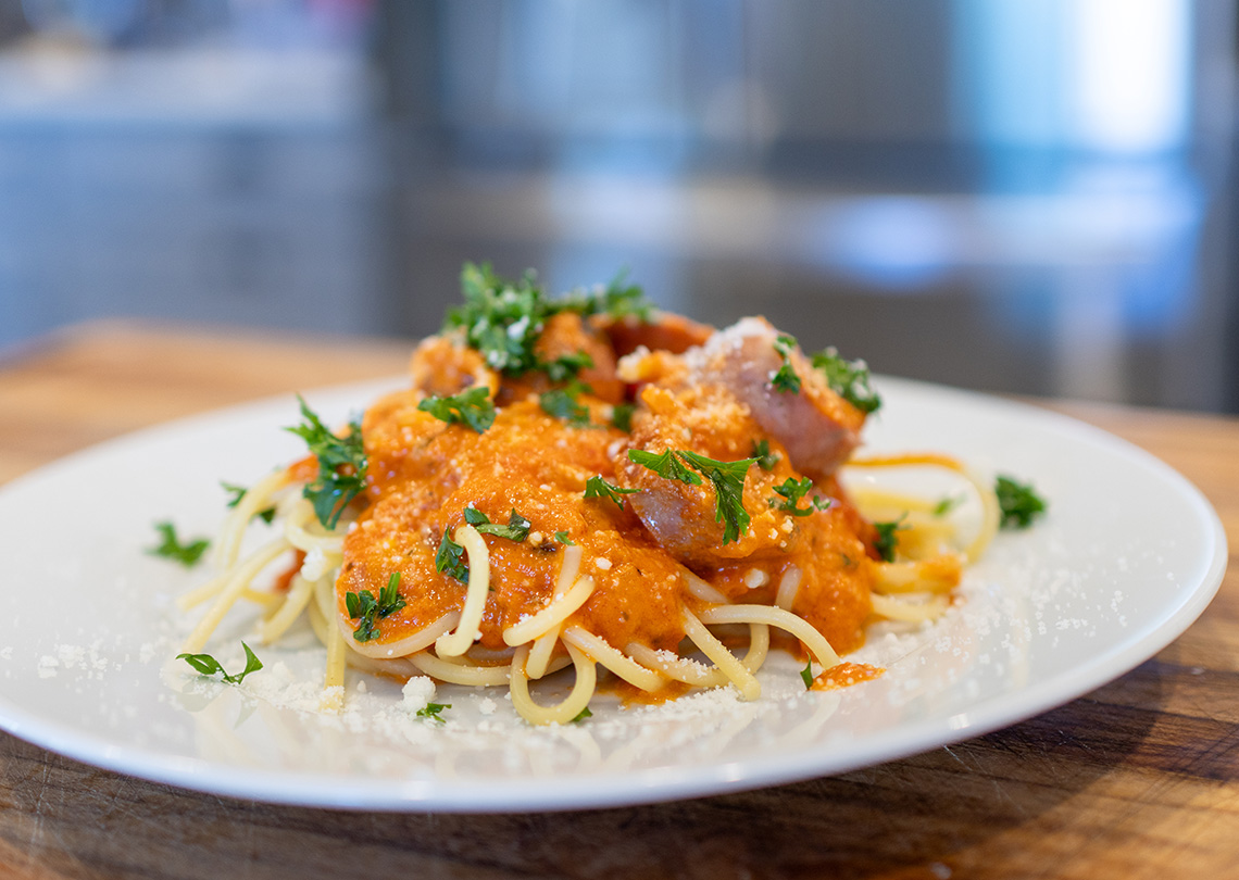 Smoked Woodfire Sausage and Vodka Cream Sauce