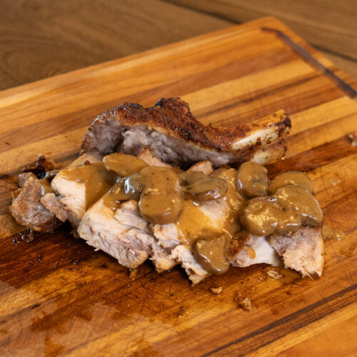 double cut prok chop with mushroom gravy