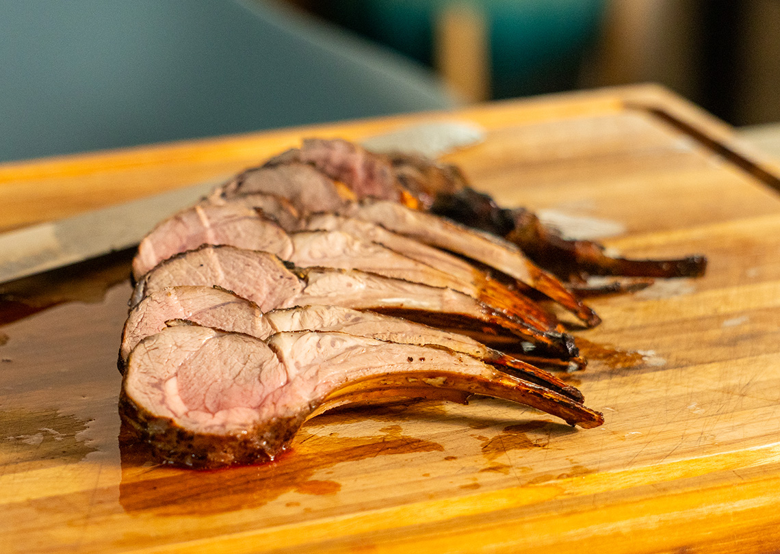 woodfire smoked rack of lamb 