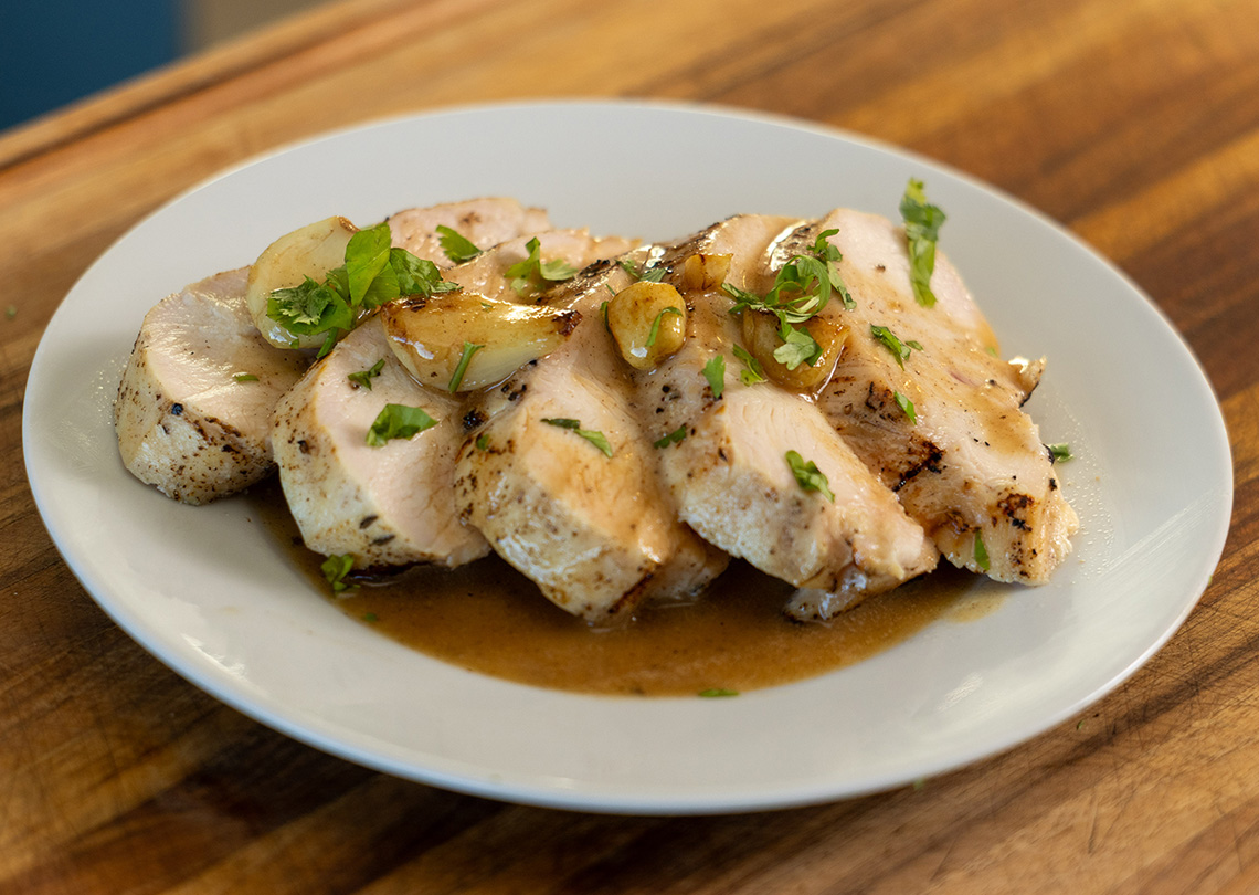 Smoked Sous Video Chicken Breast with Brown Butter Sauce